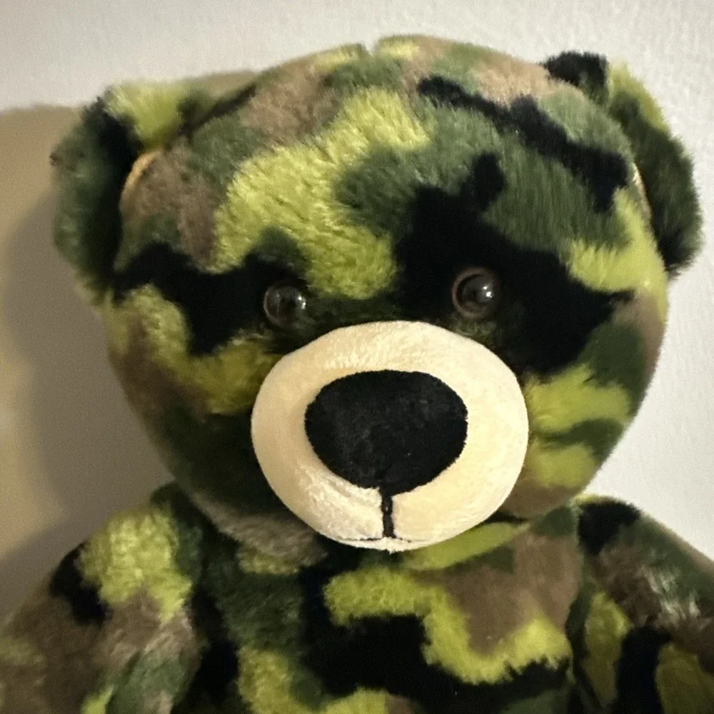 Build A Bear BAB Green‎ Camo Camouflage Military Plush Stuffed Animal Bear